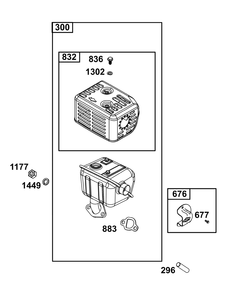 Exhaust Group Diagram and Parts List for 106232-0286-H5 100000 - 19Z999 Briggs and Stratton Engine